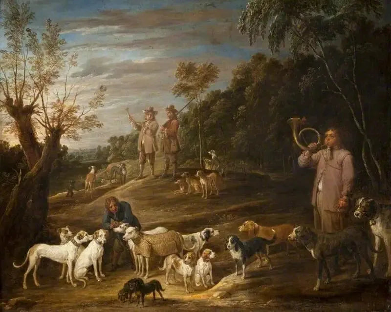 Paisagem com caçadores e cães - David Teniers, o Jovem