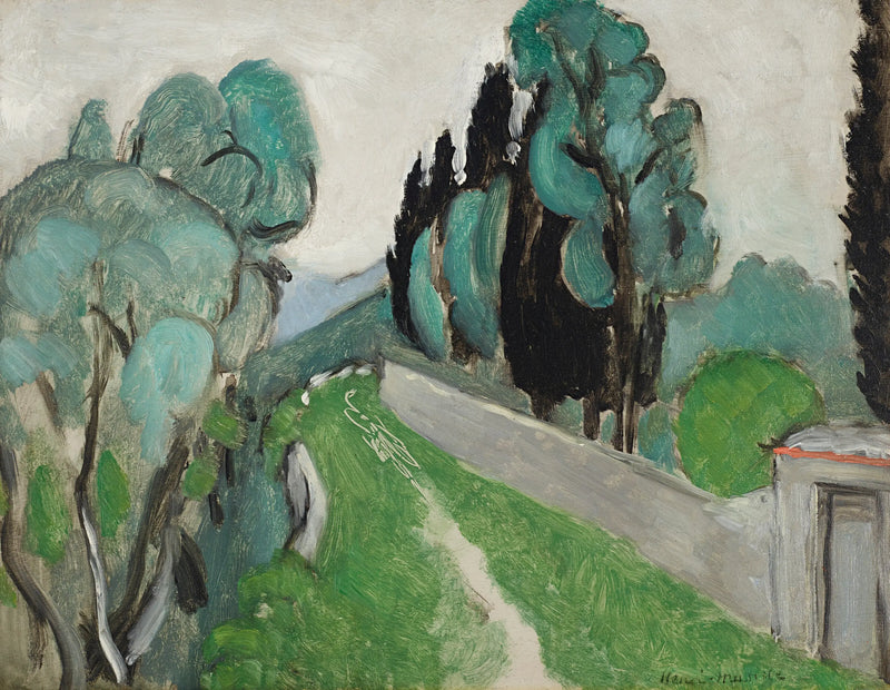 Paisagem com ciprestes e oliveiras nos arredores de Nice - Henri Matisse