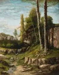 Paisagem com árvores gêmeas - Gustave Courbet