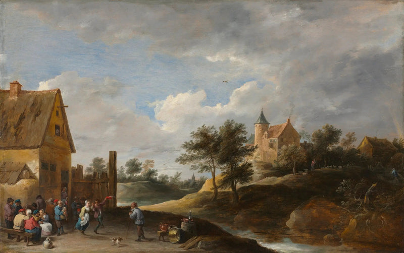 Paisagem com camponeses dançando - David Teniers, o Jovem