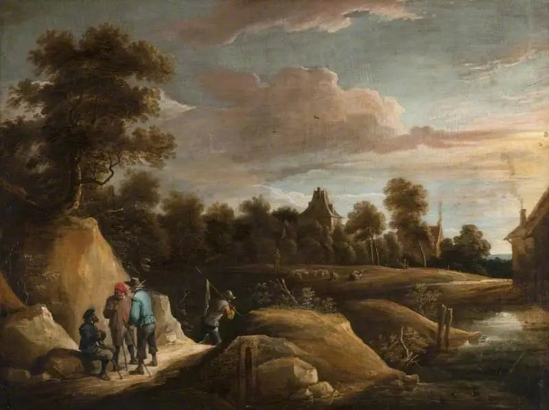 Paisagem com camponeses em um caminho - David Teniers, o Jovem