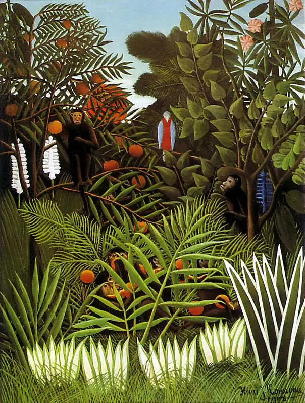 Paisagem com macacos exóticos e um papagaio - Henri Rousseau