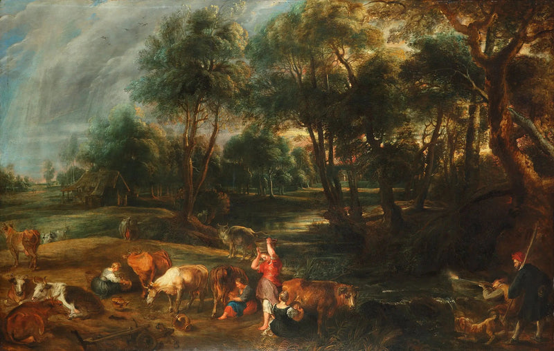 Paisagem com vacas e animais aquáticos - Peter Paul Rubens