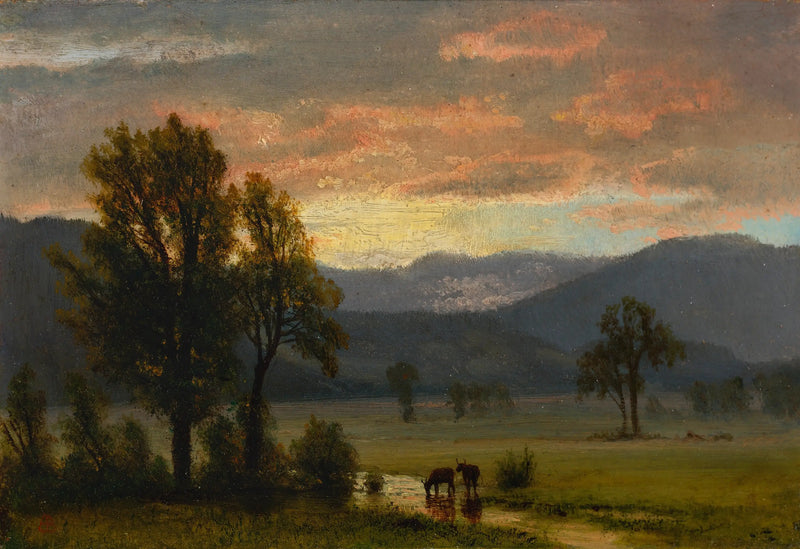 Paisagem com gado - Albert Bierstadt