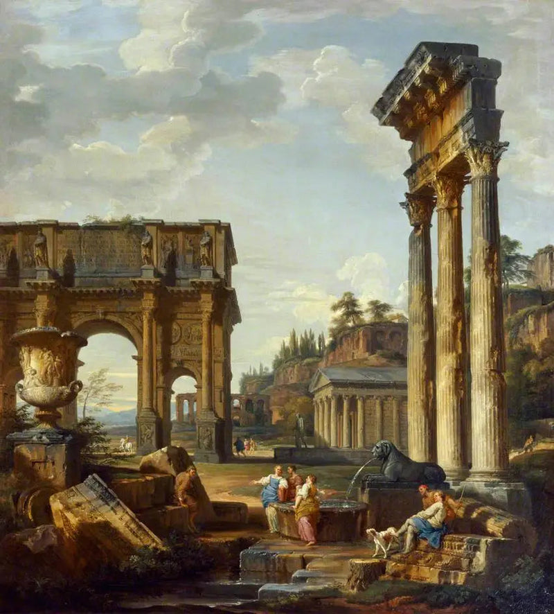 Paisagem com o Arco de Constantino - Giovanni Paolo Panini