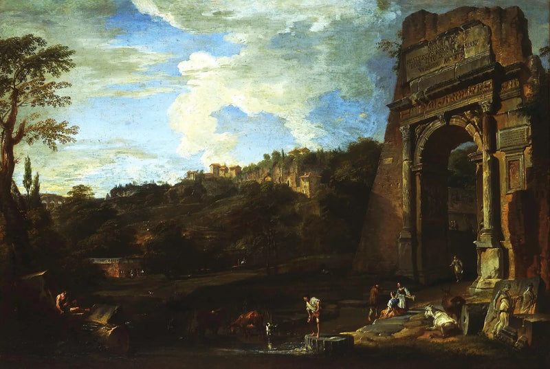 Paisagem com o Arco de Tito - Giovanni Paolo Panini