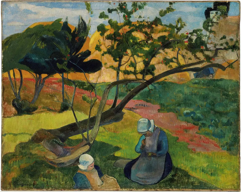 Paisagem com a mulher bretã Dois - Paul Gauguin