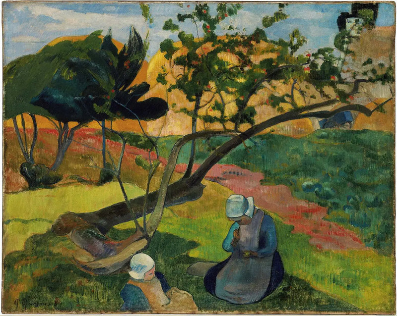Paisagem com a mulher bretã Dois - Paul Gauguin