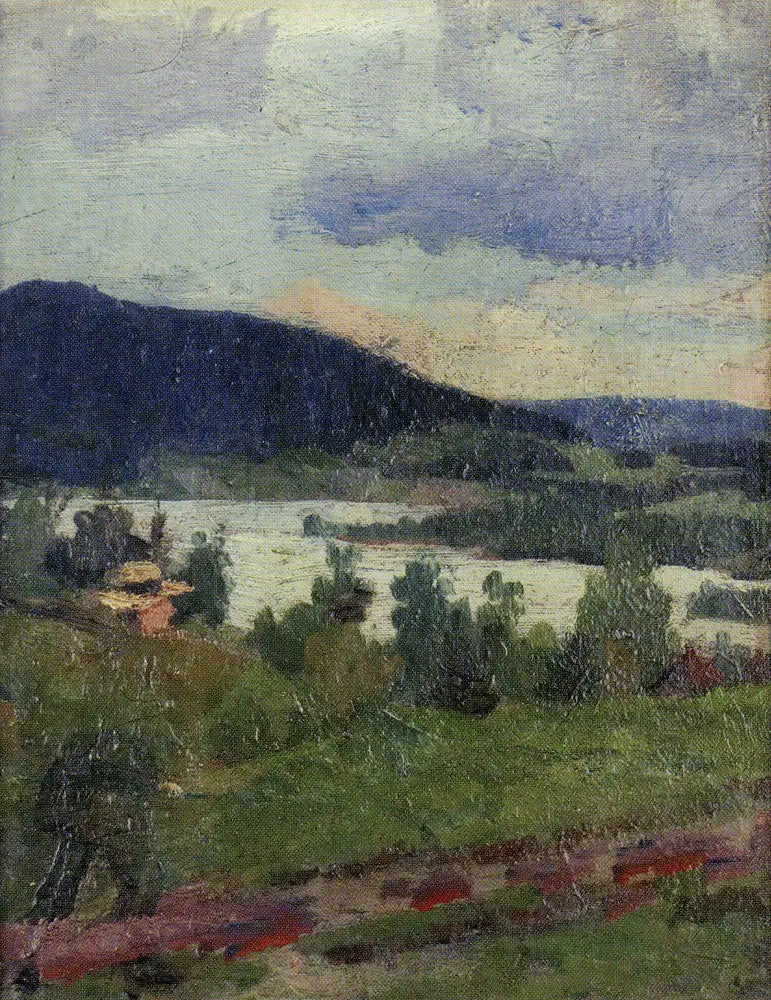 Paisagem com lago e floresta - Edvard Munch