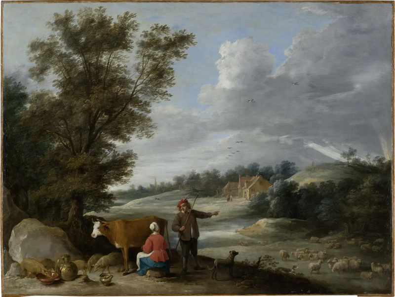 Paisagem com a pastora e pastor - David Teniers, o Jovem