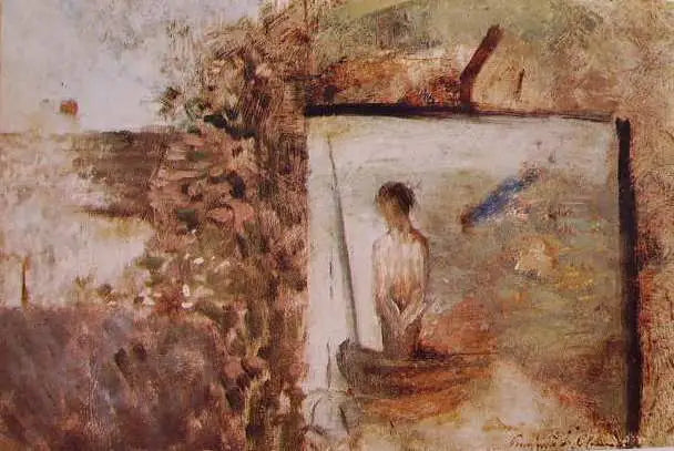 Paisagem com ''O Pobre Pescador'' de Puvis de Chavannes - Georges Seurat