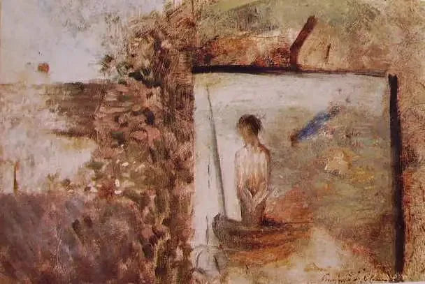 Paisagem com ''O Pobre Pescador'' de Puvis de Chavannes - Georges Seurat