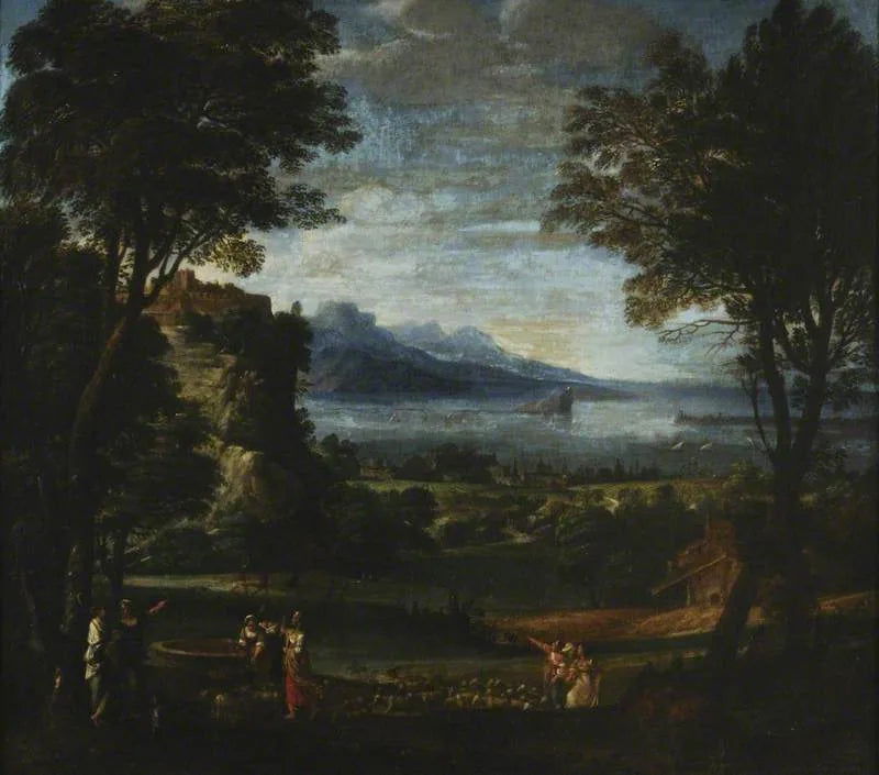 Paisagem com as meninas de Jethrow no poço - Domenichino