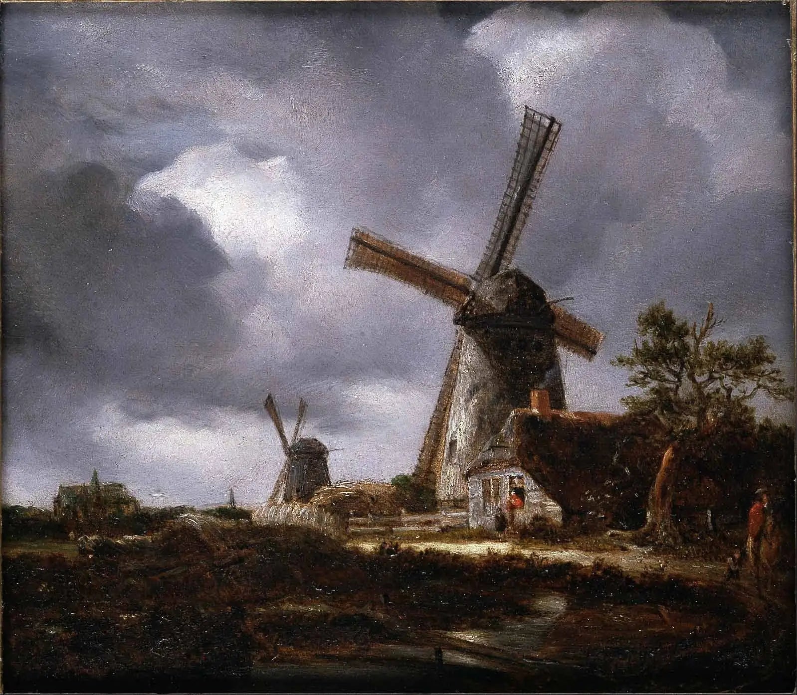 Paysage avec moulins à vent près de Haarlem, d'après Jacob van Ruisdael - John Constable image 1 reproduction artisanale de tableau