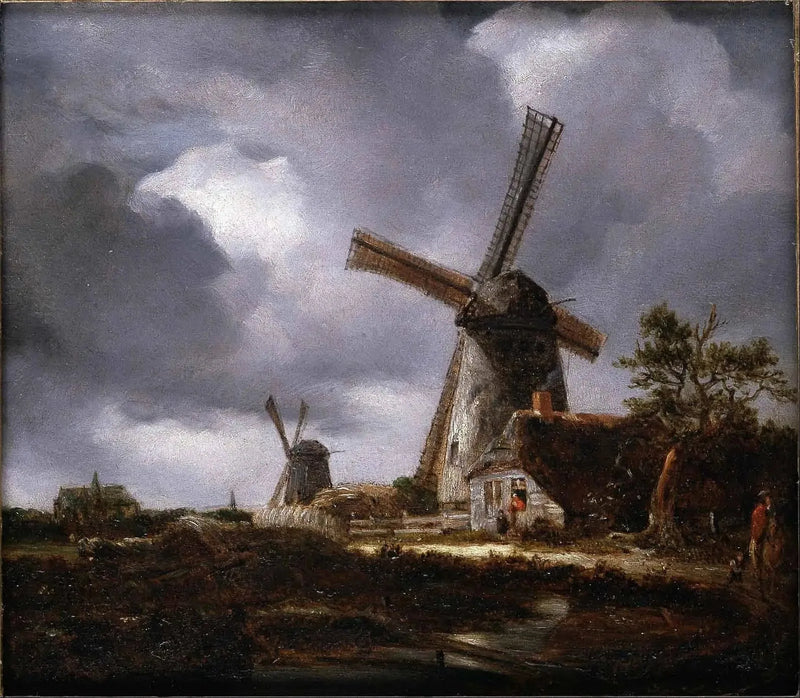Paisagem com moinhos de vento perto de Haarlem, após Jacob van Ruisdael - John Constable