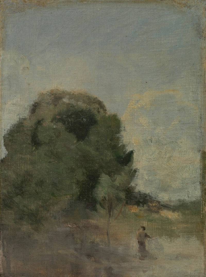 Paisagem com pescador - Jean-Baptiste Camille Corot