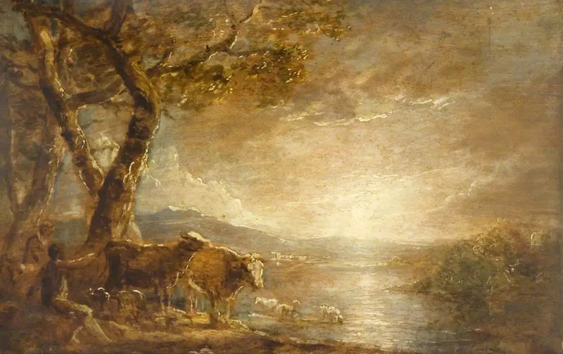 Paisagem com personagens e gado - Thomas Gainsborough