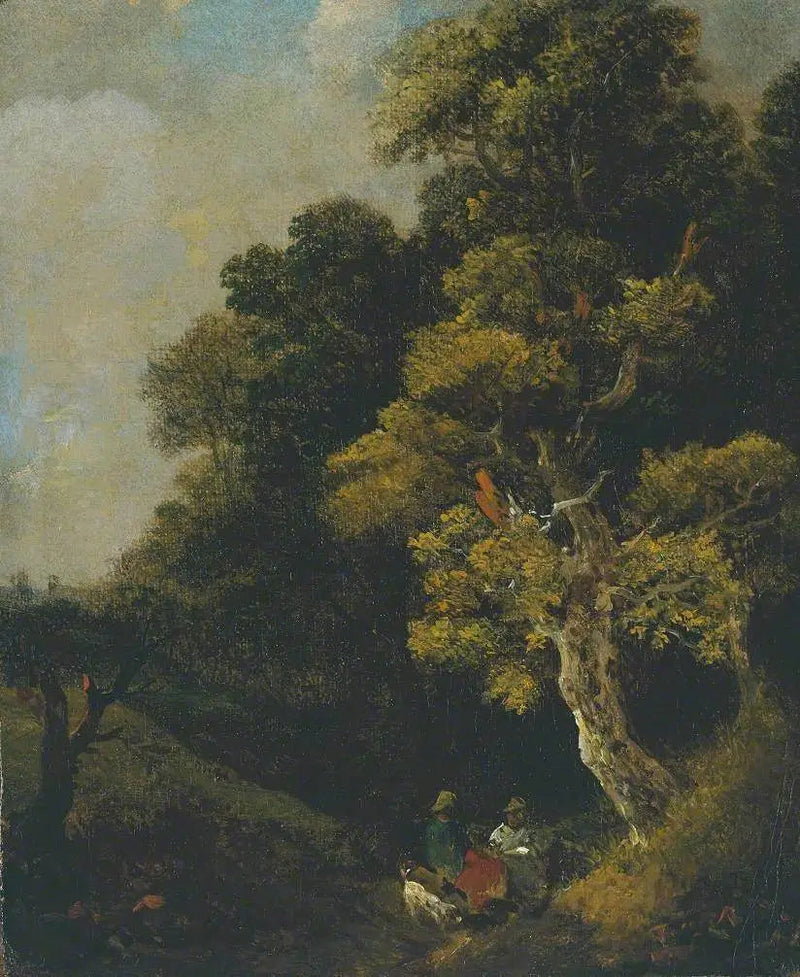 Paisagem com personagens sob uma árvore - Thomas Gainsborough
