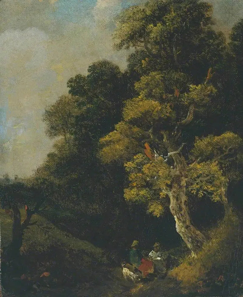 Paisagem com personagens sob uma árvore - Thomas Gainsborough