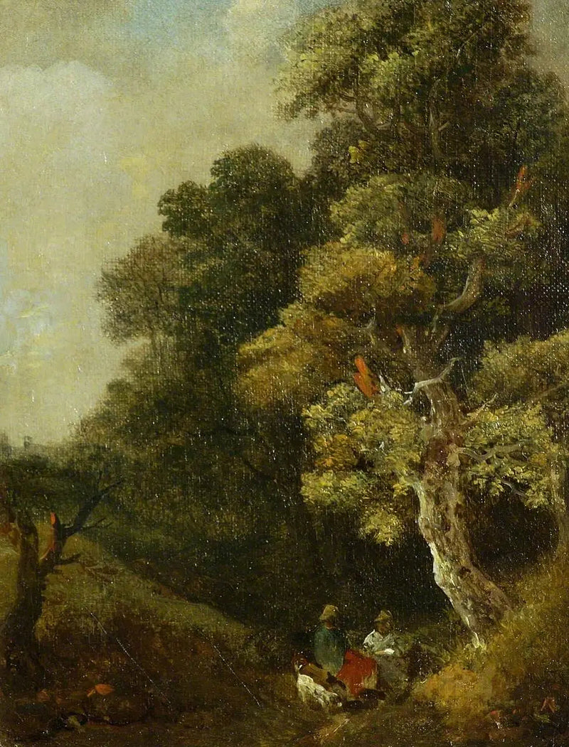 Paisagem com personagens sob uma árvore - Thomas Gainsborough