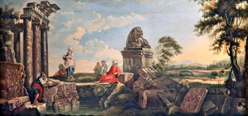 Paisagem com ruínas e figuras clássicas - Giovanni Paolo Panini