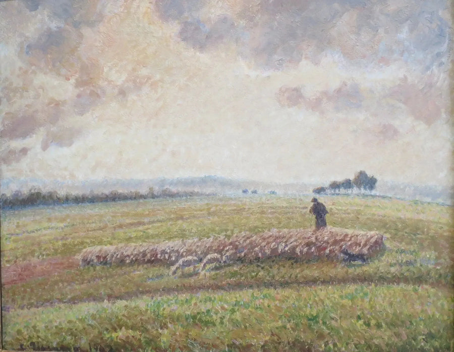 Paisagem com rebanho de ovelhas - Camille Pissarro