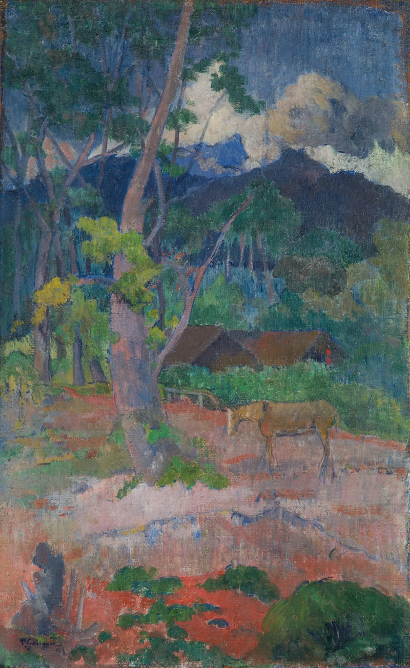 Paisagem com um cavalo - Paul Gauguin