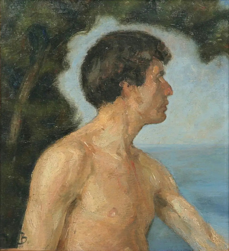 Paisagem com um homem. - H. A. Brendekilde