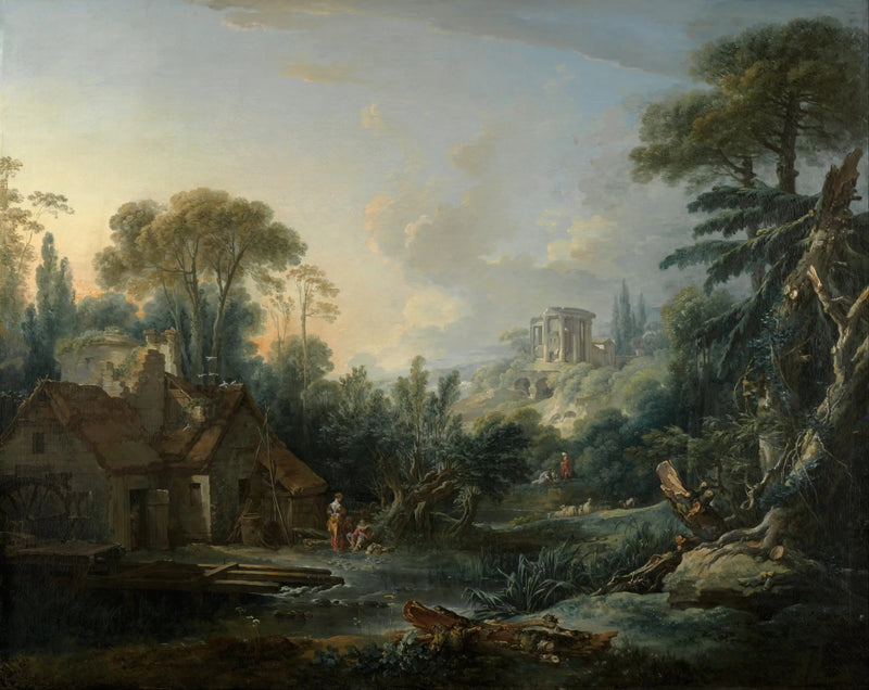 Paisagem com um moinho de água - François Boucher