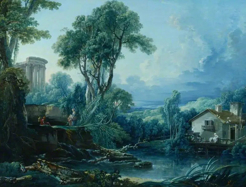 Paisagem com um moinho de água - François Boucher