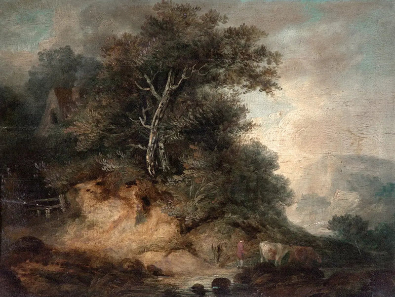 Paisagem com um camponês conduzindo gado - Thomas Gainsborough