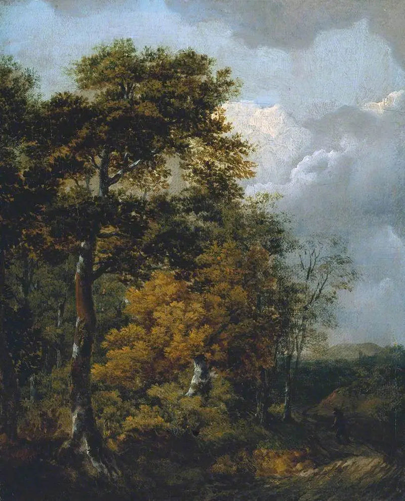 Paisagem com um camponês em um caminho - Thomas Gainsborough