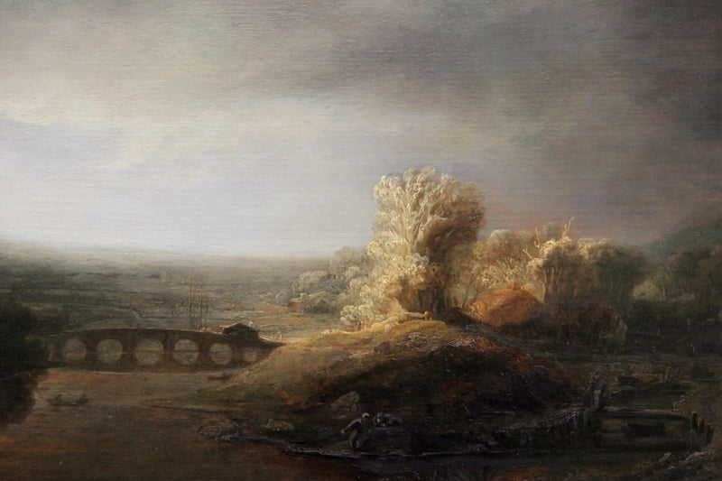 Paisagem com uma ponte de sete arcos - Rembrandt