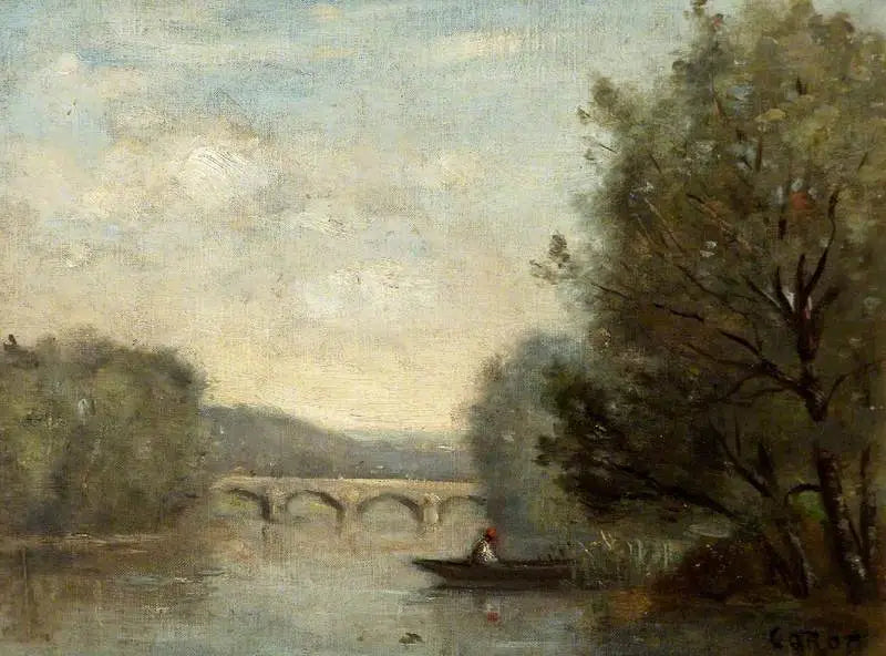 Paisagem com uma ponte - Jean-Baptiste Camille Corot