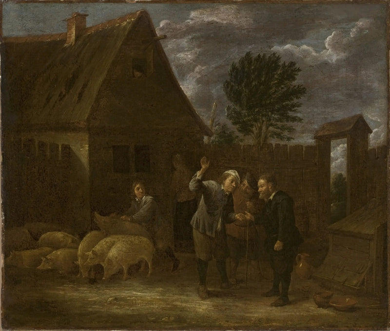 Paisagem com um vendedor de porcos - David Teniers, o Jovem
