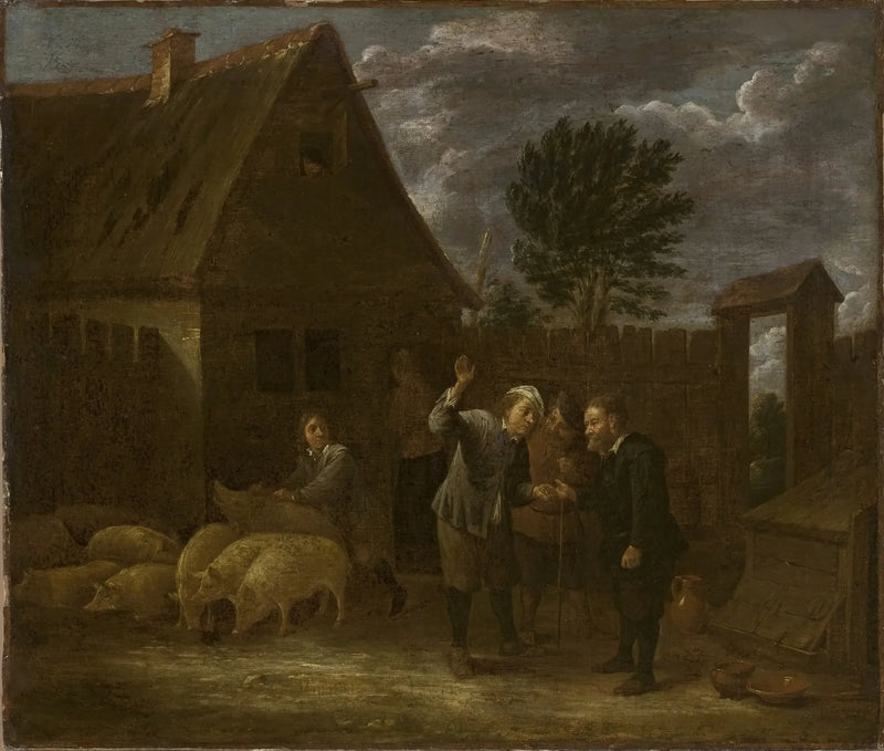 Paisagem com um vendedor de porcos - David Teniers, o Jovem