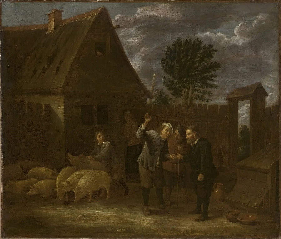 Paisagem com um vendedor de porcos - David Teniers, o Jovem