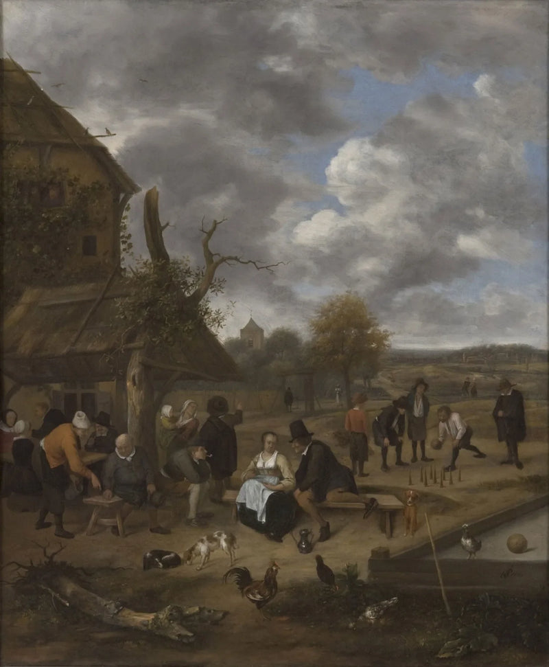 Paysage avec une auberge et des quilles - Jan Steen