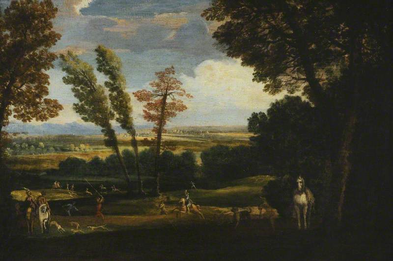Paisagem com uma caçada ao cervo - Annibale Carracci