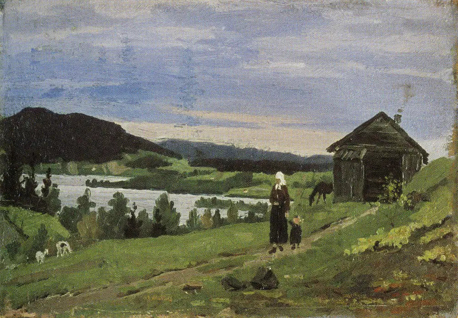 Paisagem com uma mulher e uma criança - Edvard Munch