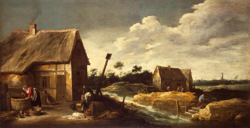 Paisagem com uma servente na fonte - David Teniers, o Jovem
