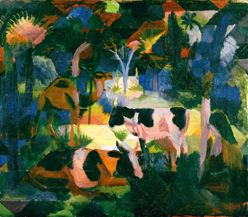 Paisagem com vacas e camelos - August Macke