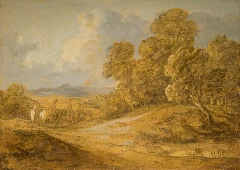 Paisagem arborizada com personagens a cavalo - Thomas Gainsborough