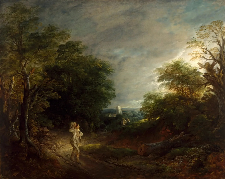 Paisagem arborizada com um lenhador - Thomas Gainsborough