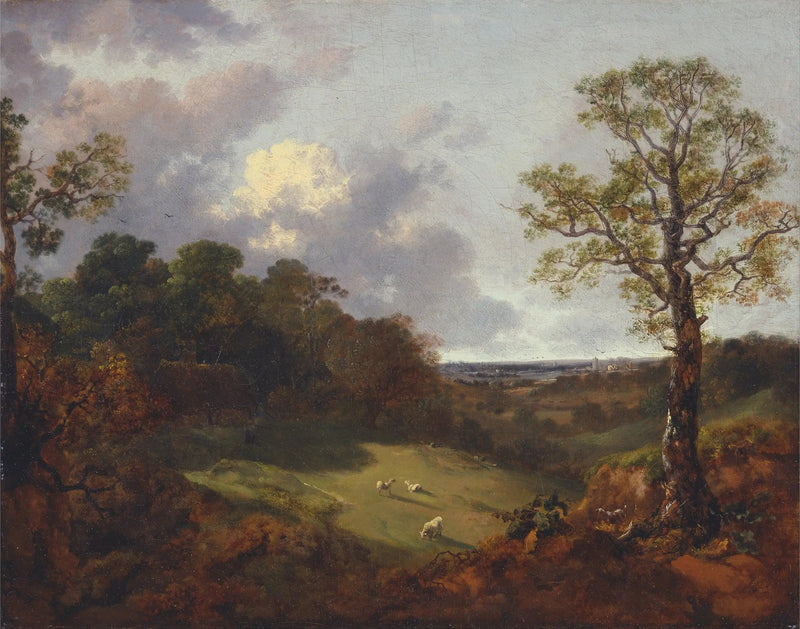 Paisagem arborizada com uma cabana e um pastor - Thomas Gainsborough