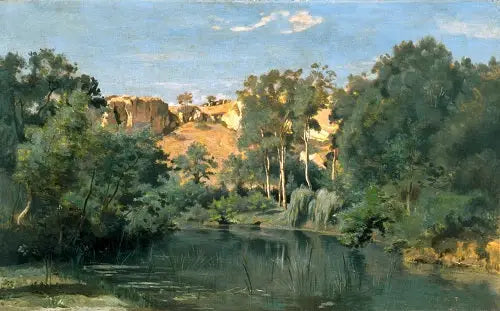 Paisagem arborizada com um lago - Jean-Baptiste Camille Corot