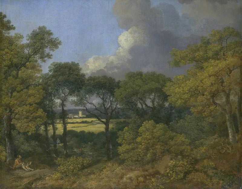 Paisagem arborizada com um camponês descansando - Thomas Gainsborough