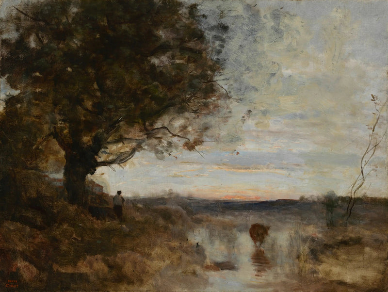 Paisagem composta, efeito de nascer do sol - Jean-Baptiste Camille Corot
