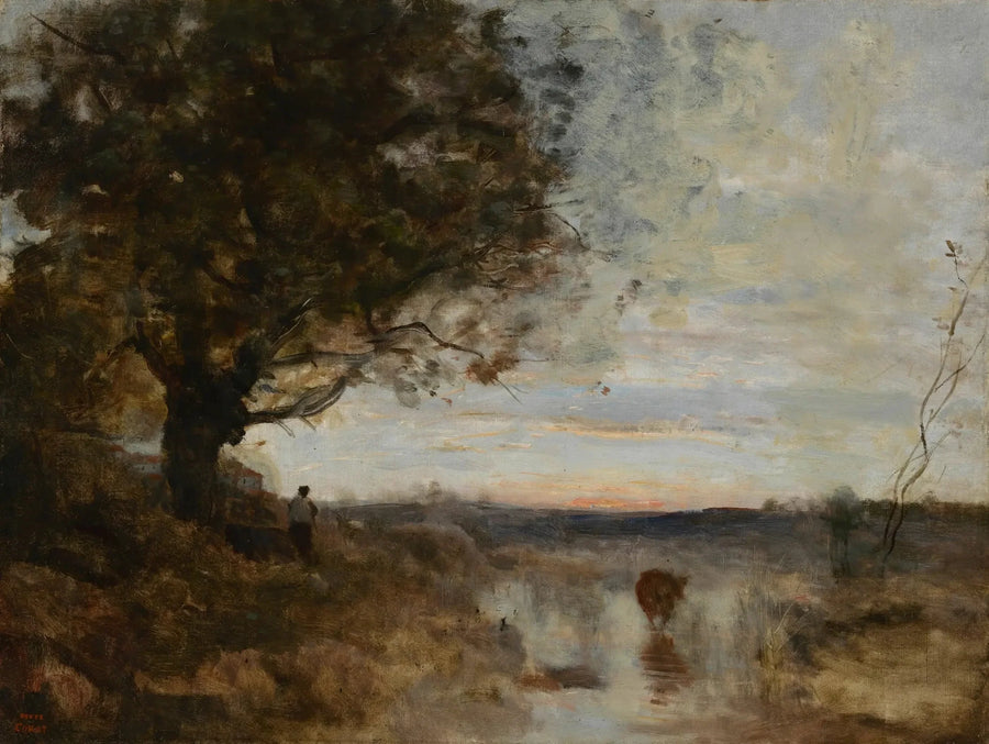 Paisagem composta, efeito de nascer do sol - Jean-Baptiste Camille Corot