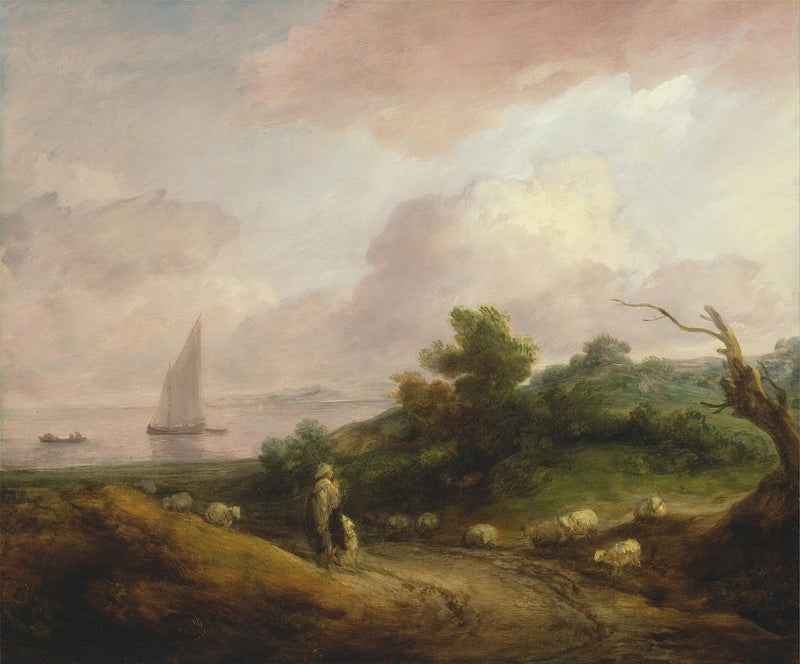 Paisagem costeira com um pastor e seu rebanho - Thomas Gainsborough